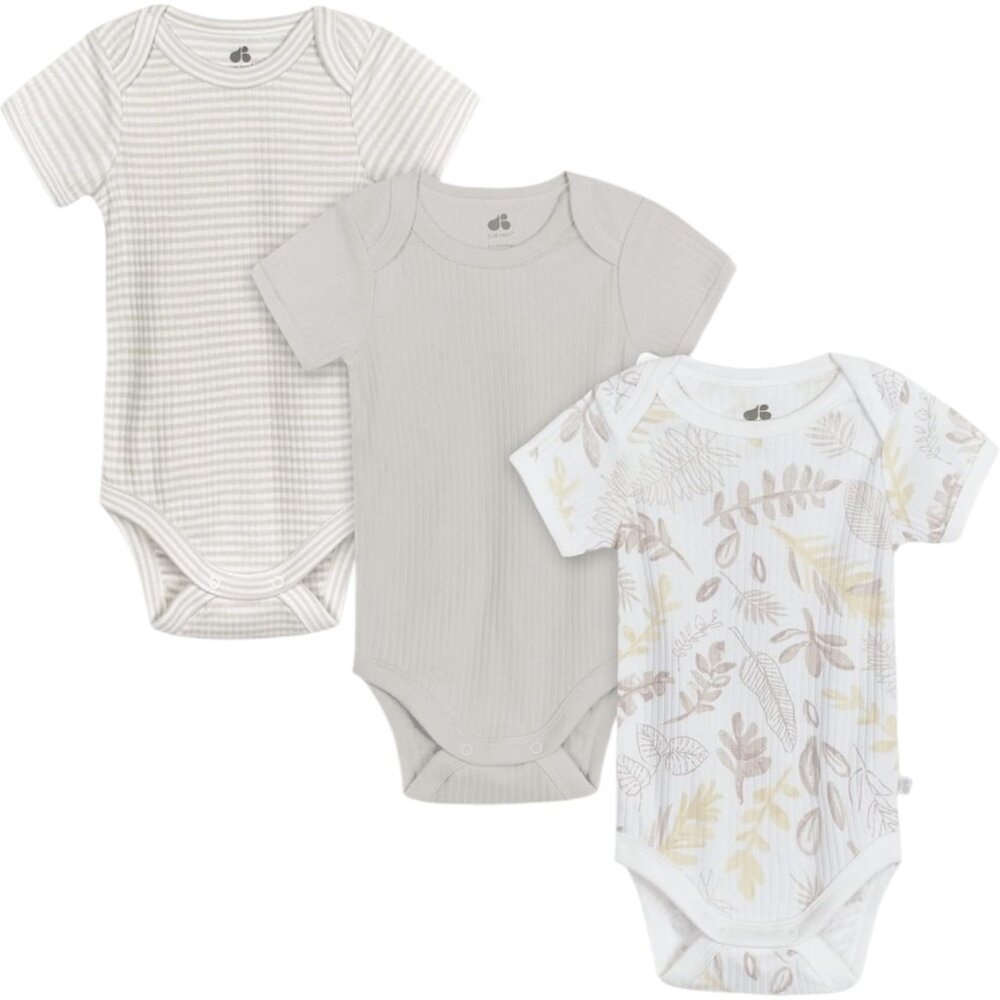 3-Pack Baby 0-3 Months Bodysuits Cotton Neutral Colors Just Born Short Sleeve